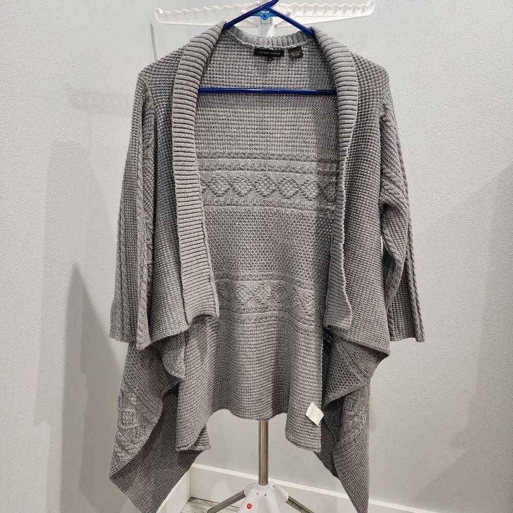 Jeanne Pierre Sweater Womens Medium gray Cardigan Cable Knit